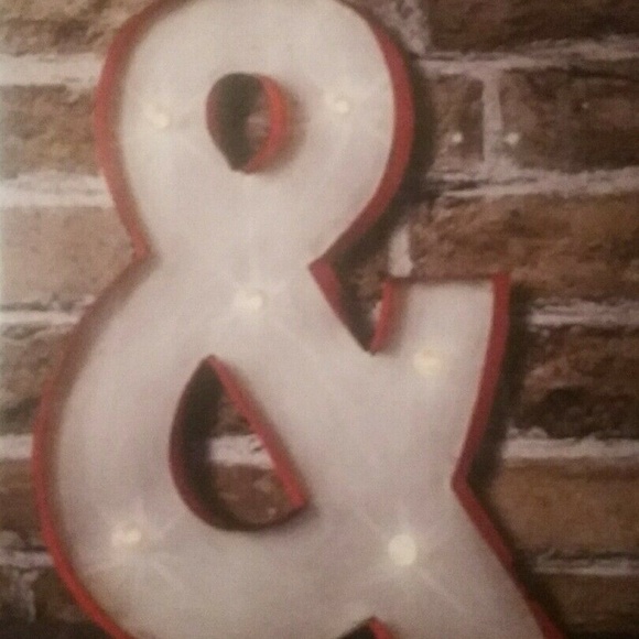 LED MARQUEE Sign AND & Light Up Wall NEW Ampersand Red Silver ART LED NEW 14" H - Picture 3 of 4